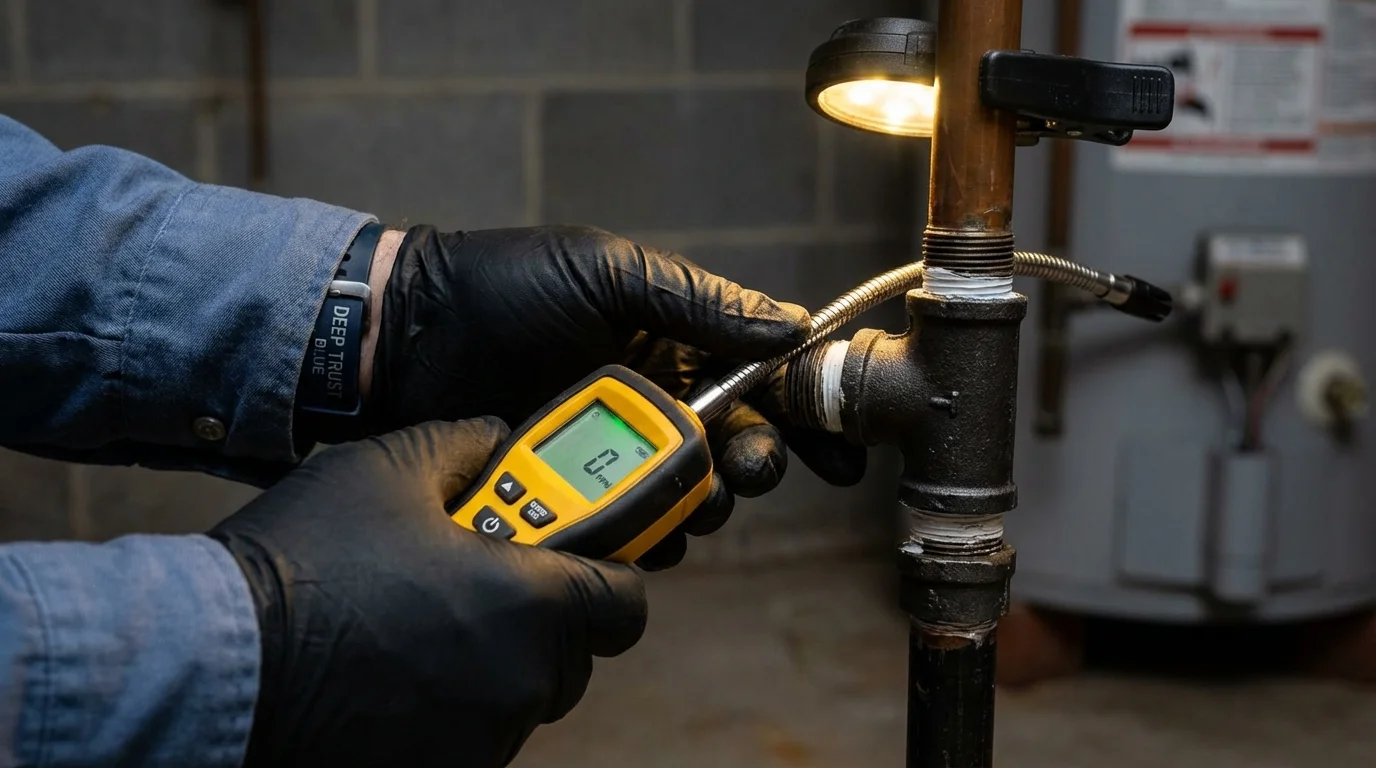 Gas leak detection with electronic sniffer by Johns Plumbing LLC in Harwood Heights