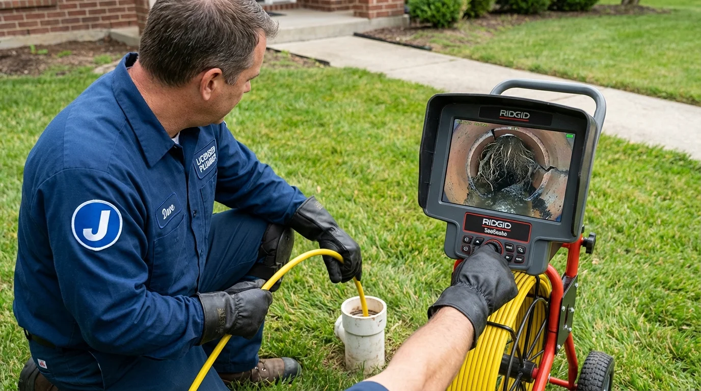 Sewer camera inspection being performed by Johns Plumbing LLC in Harwood Heights